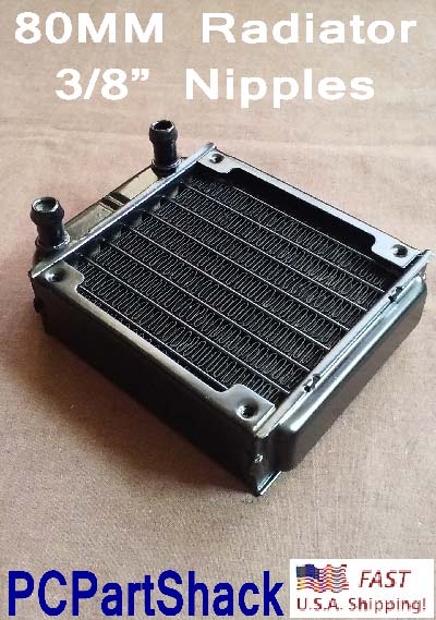 Water Cooling Aluminum Radiator 105mm x 80mm x 25mm Black