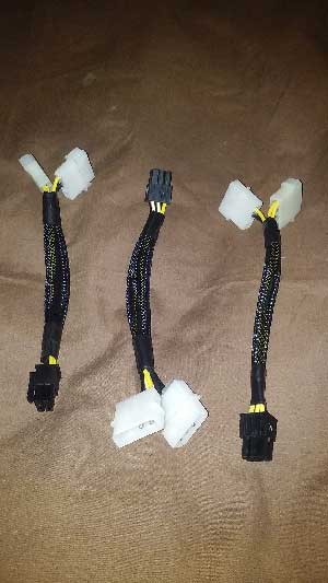 PCI-E Power Adapter, 2x4pin Molex to 6pin Graphics Card Power Plug 6" Long
