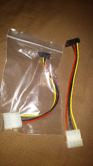 Straight Molex 4pin Power connector to 90*(degree) SATA Female POWER connector 8" (inches) long