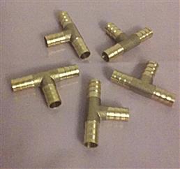 3/8" inch Brass Barbed T with 3-3/8" inch Clamps