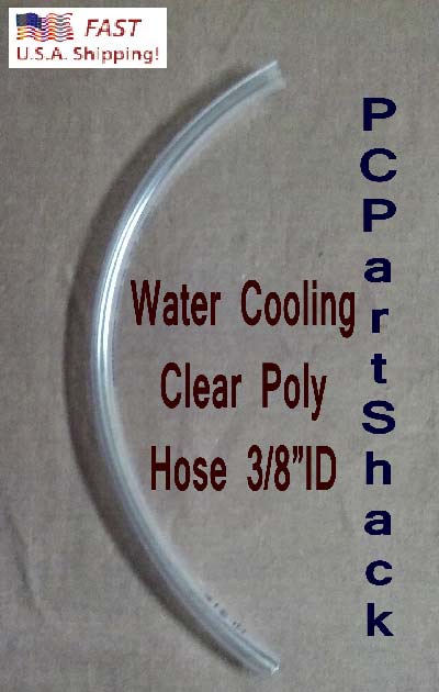 Water Cooling Clear PVC Vinyl Tubing 3/8" x 1ft with Black or White Nylon Braided Sleeve